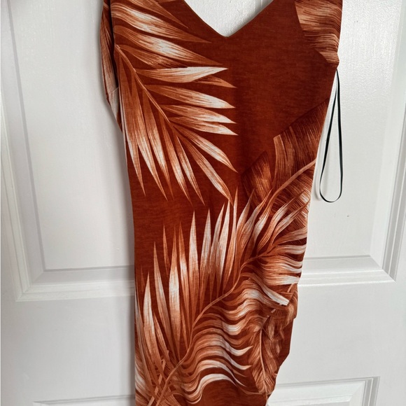 Tropical Brown Asymmetrical Dress - Picture 4 of 5